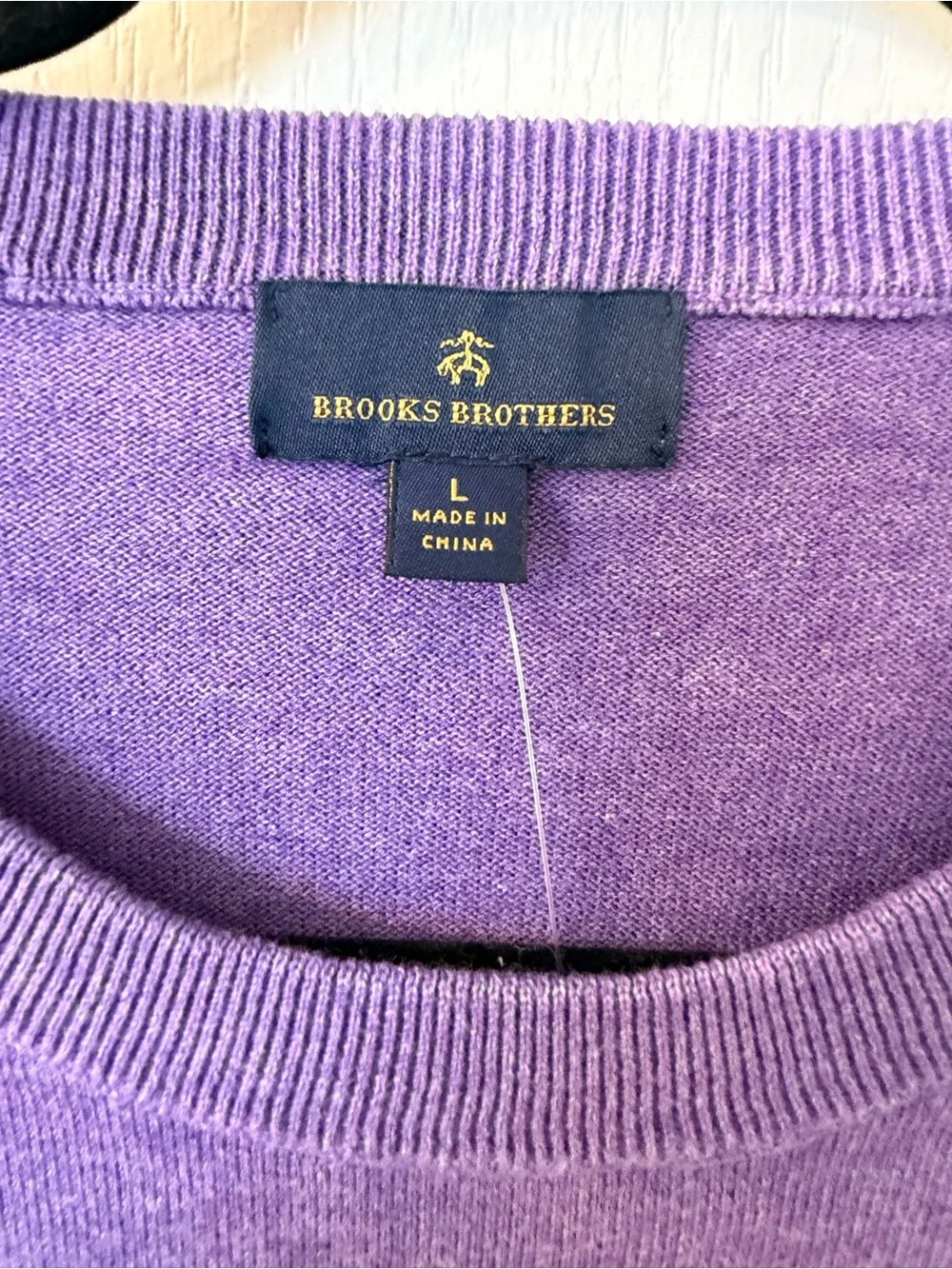 Brooks Brothers Men’s Large Purple 100% Cotton Crewneck Sweater NWT